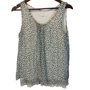 Dolce Ragazza Italy Silk Leopard Sheer Sleeveless Blouse Size Small